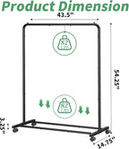 Simple Trending Standard Clothes Clothing Garment Rack with Storage Shelves, Rolling Clothes Organizer on Wheels for Hanging 