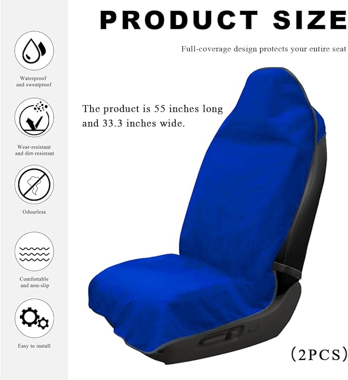 2PCS Car Towel Seat Cover, Waterproof Sweating Non-Slip Premium Soft Towel Carseat Protector, Universal Machine Washable Car 