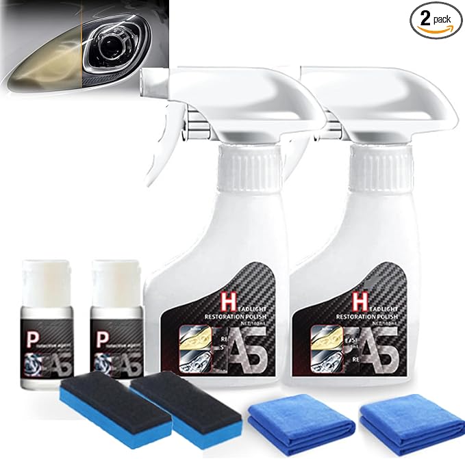 Q4 Headlight Restoration Kit,Headlight Cleaner, Automotive Headlamp Restoration Fluid,Yellowed Automotive Headlamps,Blurring 