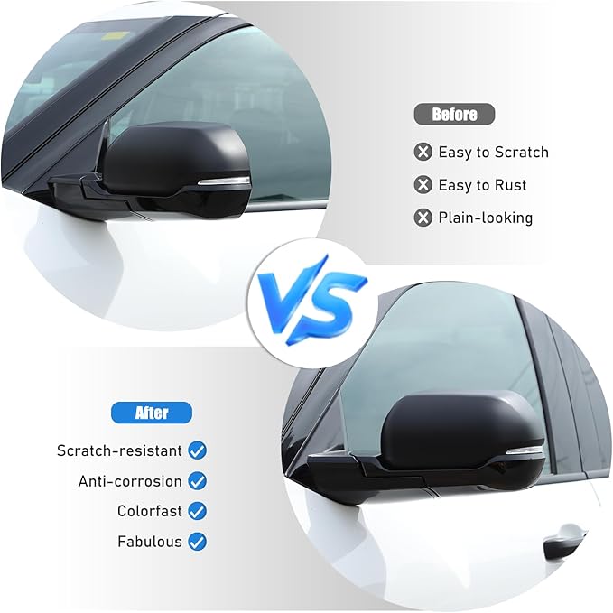 2PCS Side Door Mirror Cover for Toyota Tundra 2022-2025/ Sequoia 2023-2025, Car Exterior Rear View Mirror Housing Protector Cover Cap Self-adhesive Accessories ABS (with turn signal lights)