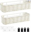 Hanging Wall Basket, Adhesive Wall-Mounted Organizer for Storage, Plastic Wicker Woven Storage Shelves for Kitchen, Bedroom, 