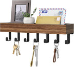 Key Holder Wall Mount Adhesive Magnetic - Hanging Key Hooks with Mail Organizer Tray for Wallet House - Keys Hanger Rack with