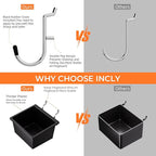 INCLY 226PCS Metal Pegboard Wall Organizer, 48x36 Inch Black Peg Board Panels Tool Organizer Kit with Hooks Bins and Cups, Pe