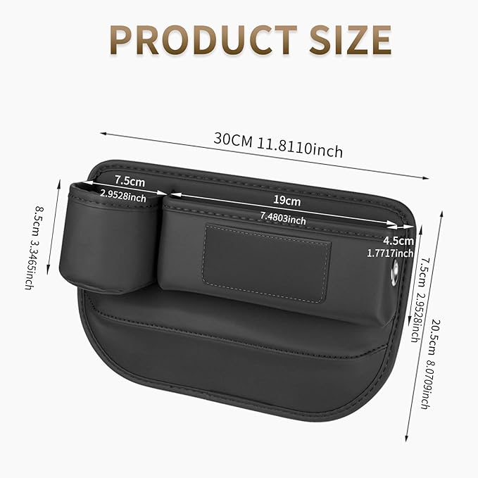 Kwak's 2 Pack Car Seat Gap Filler Organizer, Multifunctional Universal Storage box with Cup Holder for Phone, Glasses (Brown)