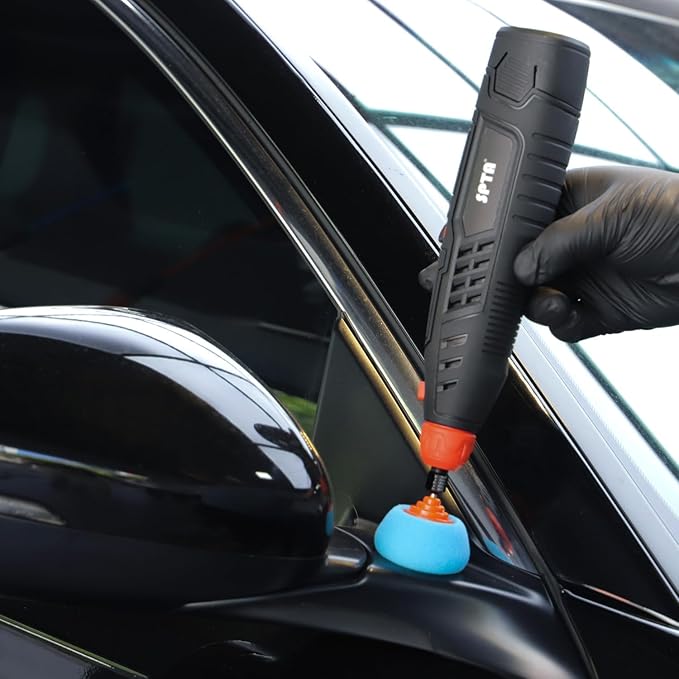 Cordless Rotary Tool, SPTA Powerful Mini Detail Polisher Kit, 36Pcs 12V Li-ion Battery 5,000-25,000 RPM Micro Auto Detailing Car Polisher Polishing Foam Pad Set for Buffing Polishing Sanding Cleaning
