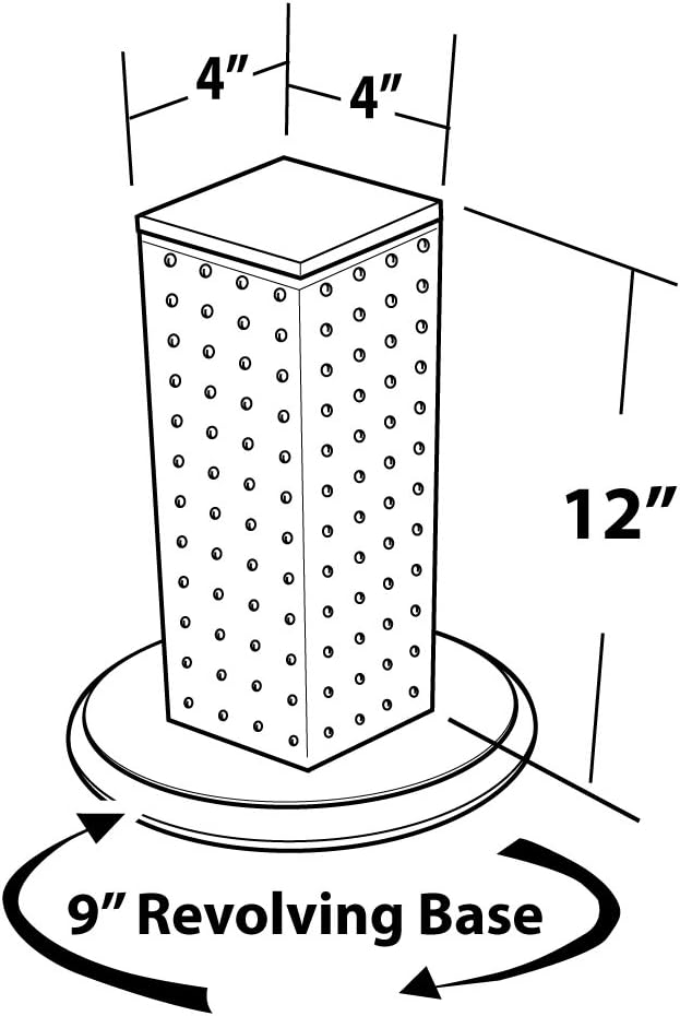 Azar Displays 700220-CLR Pegboard 4-Sided Revolving Counter Display, Clear Translucent Color