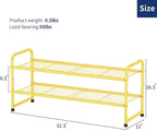 SUFAUY 2-Tier 33" Wide Shoe Rack, Closet Metal Wire, Stackable, Gold