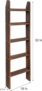 Rustic 5-Tier Wall-Leaning Wood Loadder Towel Racks for Bathroom Livingroom Kithen Office Woden Farmhouse Ladder-Style Blanke