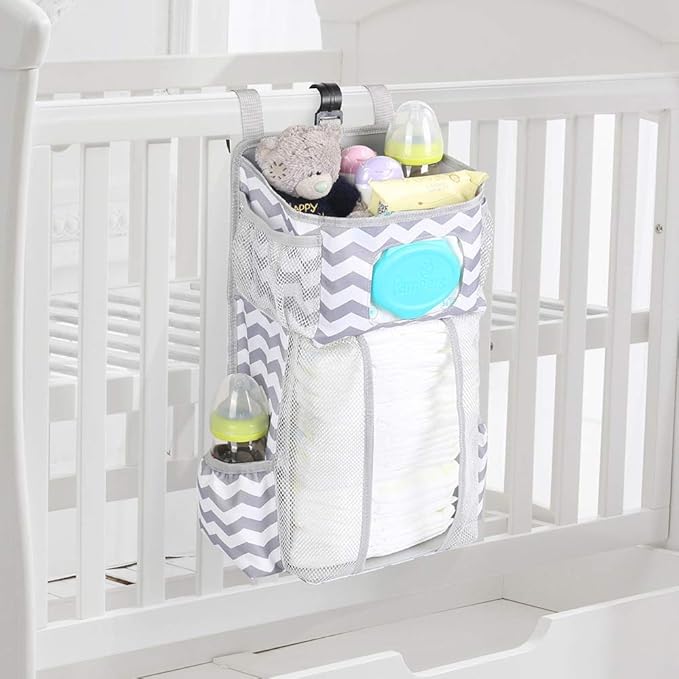 Hanging Diaper Caddy, Baby Bed Hanging Organizer, Nursery Organization Baby Diaper Holder, Diaper Stacker Storage for Crib, P