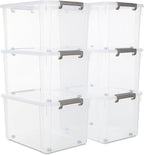 Citylife 6 Packs 58.1 QT Plastic Storage Bins with Lids Large Stackable Storage Containers for Organizing Clear Storage Box f