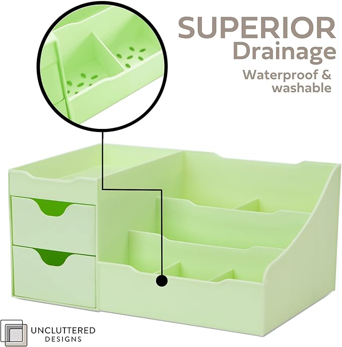 Uncluttered Designs Makeup Organizer With Drawers - Modern Countertop Storage for Cosmetics - Chic Vanity Holder for Perfume,