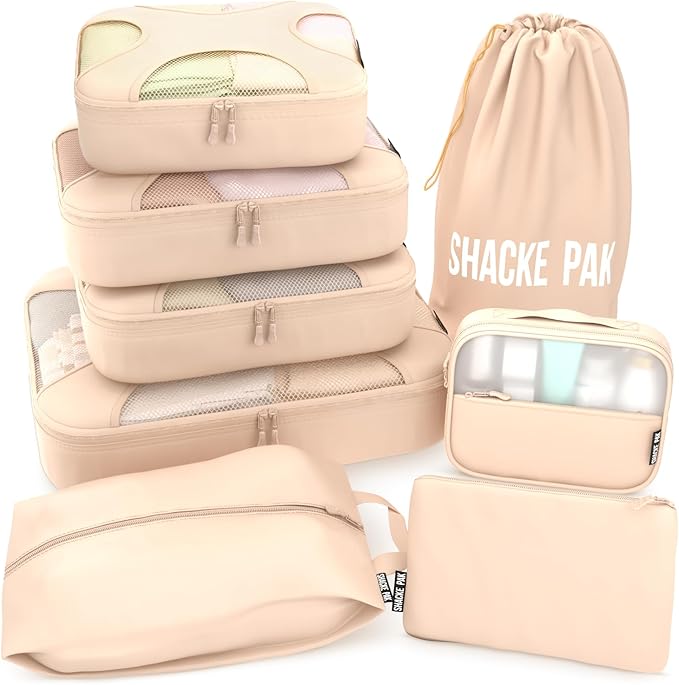 Shacke Packing Cubes for Travel 8 Set - Premium Luggage Organizer Bags - Versatile Travel Organizer for Women and Men - Optim