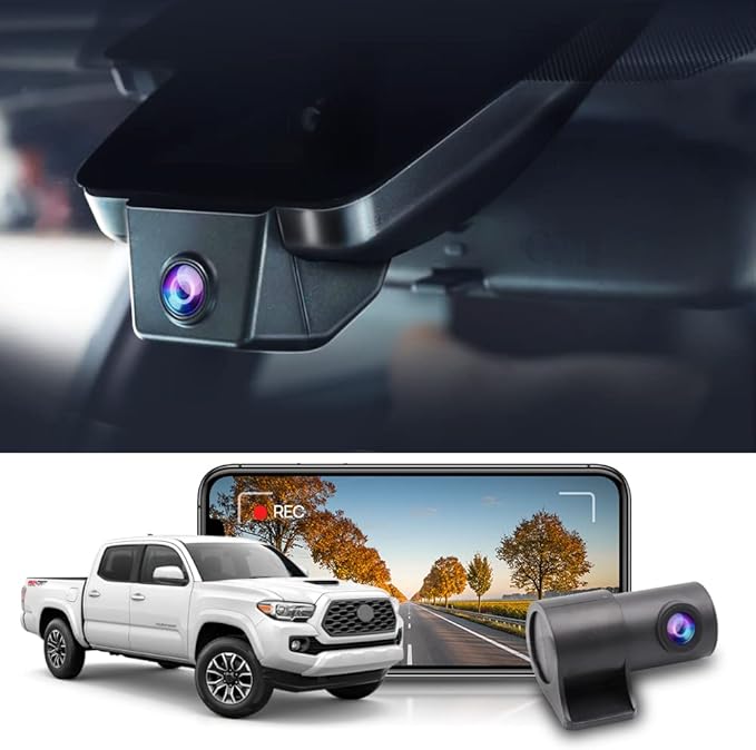 Fitcamx Front 4K and Rear 1080P Dash Cam Adapts for Toyota Tacoma 2018 2019 2020 2021 2022 2023 Limited TRD Sport Off-Road Pr