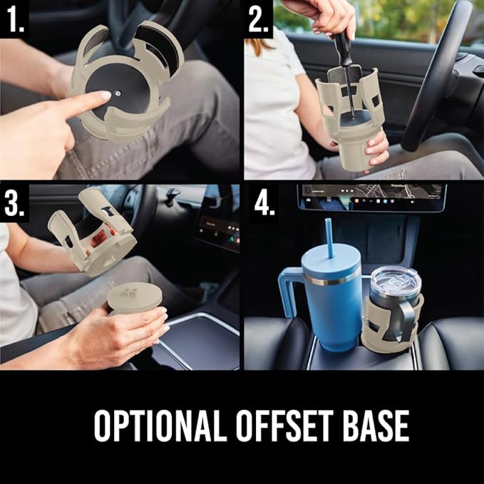 GORILLA GRIP Patent Pending Adjustable Car Cup Holder Expander, Keeps Water Bottle Secure, Expands to Fit 18 to 48 oz Large B