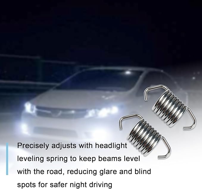 4-Pack Compatible Universal 459461 Left & Right Headlamp Adjustment Spring, Headlight Leveling Spring, Replacement Headlight Tension Spring, Auto Headlamp Mounting Spring, Headlamp Spring Kit