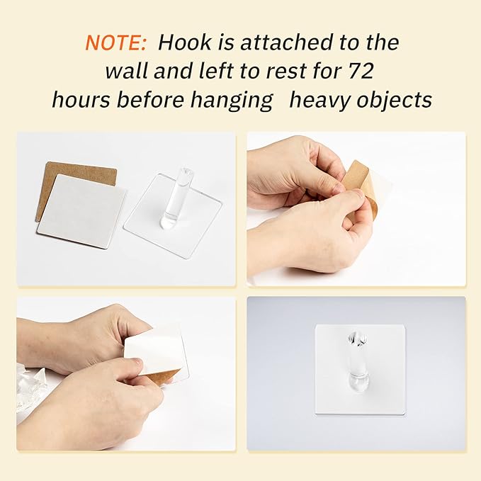 Jetec 12 Pieces Acrylic Wall Mounted Coat Hooks Hat Rack Robe Single Organizer Adhesive Clear Wall Hook Decorative for Clothe