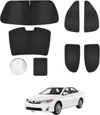 6PCS Window Shades for Toyota Camry(2012-2017) Accessories – Full Coverage Sun Shade for Side Windows, Rear Triangular & Windshield – UV Protection & Privacy for Camping, Napping, Relaxing