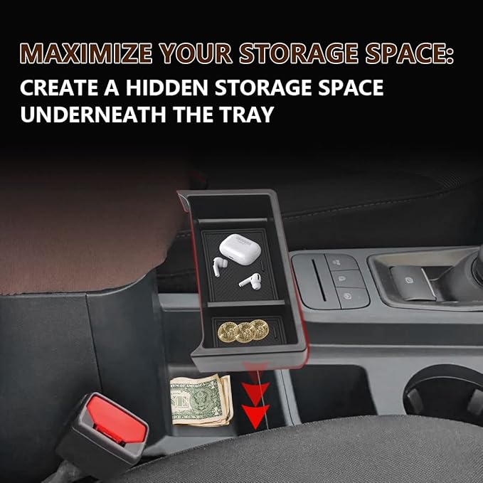 Muslogy for Maverick Center Console Organizer Gear Shift Storage Box ABS Material Insert Tray Compatible with Ford Maverick 2026 2025-2022 Accessories (Black)