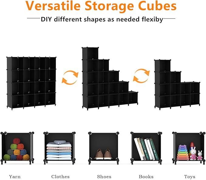AWTATOS Cube Storage Organizer, 16 Cube Closet Organizer, Stackable Storage Cube Shelves, DIY Portable Closet Clothes Organiz