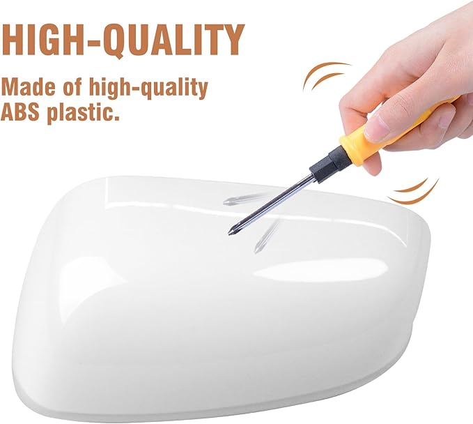 OWITAI Compatible with Honda Fit/Jazz Left Driver Side Mirror Cap Cover 2009 2010 2011 2012 2013, White Door Rearview Mirror Cover Replacement Without Turn Signal Light for Fit/Jazz
