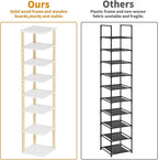 LUCKNOCK Vertical Shoe Rack, 8-Tier Tall Narrow Shoe Organizer for Entryway, Closet, Dorm & Small Spaces, Freestanding Wooden
