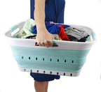 SAMMART 42L (11 gallon) Collapsible Plastic Laundry Basket - Foldable Pop Up Storage Container/Organizer - Space Saving Hampe