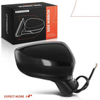 A-Premium Passenger Side Power Door Mirror - Compatible with Mazda 3, 3 Sport, 2014 2015 2016 - Non-Heated Manual Folding Bla