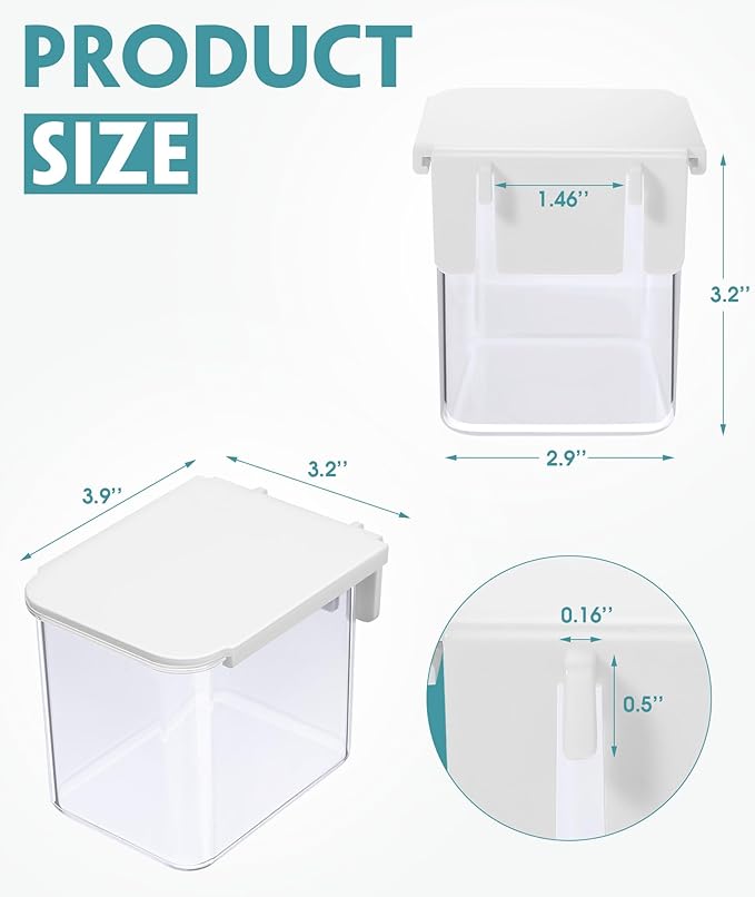 Yulejo 4 Pack Pegboard Accessories with Lid White Clear Peg Board Bins with Hooks Containers Plastic Pegboard Bins for Garage