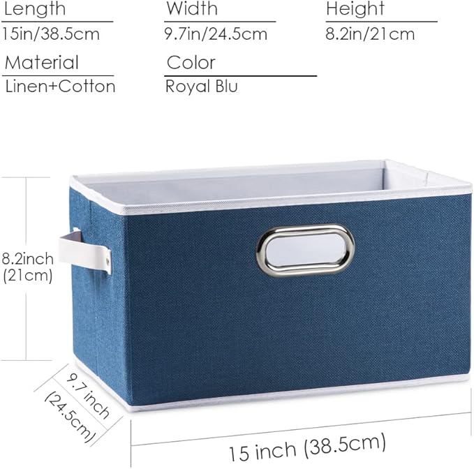 PRANDOM Large Collapsible Storage Baskets for Closet [5-pack] Decorative Fabric Storage Bins Cubes with Leather/Metal Handles