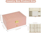 2-Layer Jewelry Box for women, jewelry organizers and storage with Removable Jewelry Tray, vintage quilted top Lockable Jewel