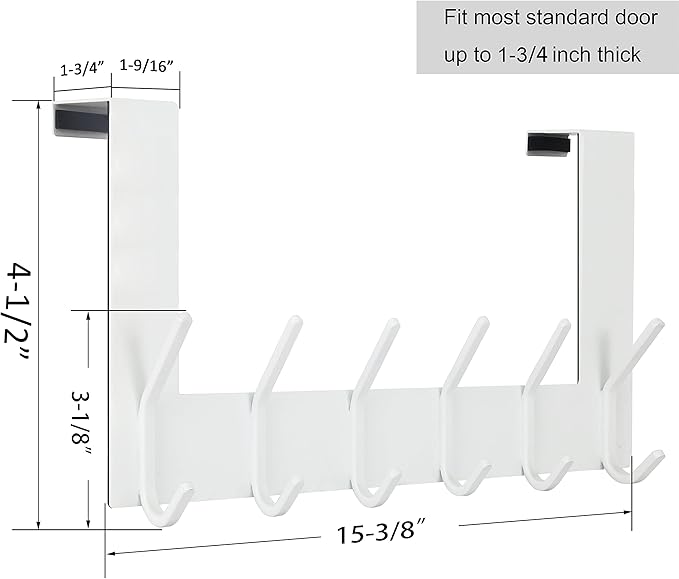 WEBI Over The Door Hook White,Over The Door Towel Rack,Door Hanger,Door Coat Towel Hanger,Door Coat Rack for Hanging Clothes,