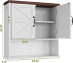 Bathroom Wall Cabinet with Barn Doors, Wall Mounted Bathroom Cabinet, Farmhouse Style, Adjustable Shelf, Wall Mounted Medicin