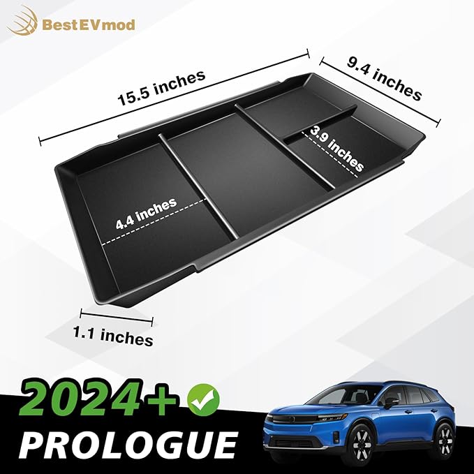BestEvMod Lower Center Console Organizer Compatible with Honda Prologue 2026 2025 2024 Interior Accessories Floor Console Tray Storage ABS Material with PVC Trim