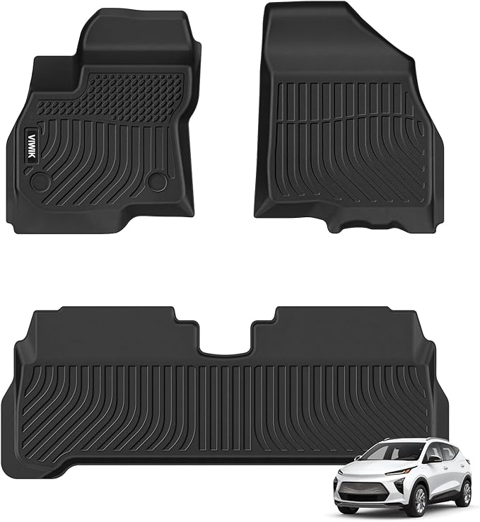 VIWIK Floor Mats for Chevrolet Chevy Bolt EUV 2022 2023 2024, All Weather Custom Car Mats Full Set 1st & 2nd Row, Automotive Floor Liners TPE Black Odorless Waterproof