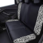 Flying Banner car seat Covers Protects Zebra Printing Velvet Faux Leather Carbon Fiber Front and Rear Bench Full Set (Zebra B