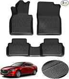 KUST Floor Mats for 2019-2025 2026 Mazda 3 (FWD Only), All Weather TPE Rubber Car Mats for Mazda3 Accessories 1st & 2nd Row Liners Non-Slip High Side
