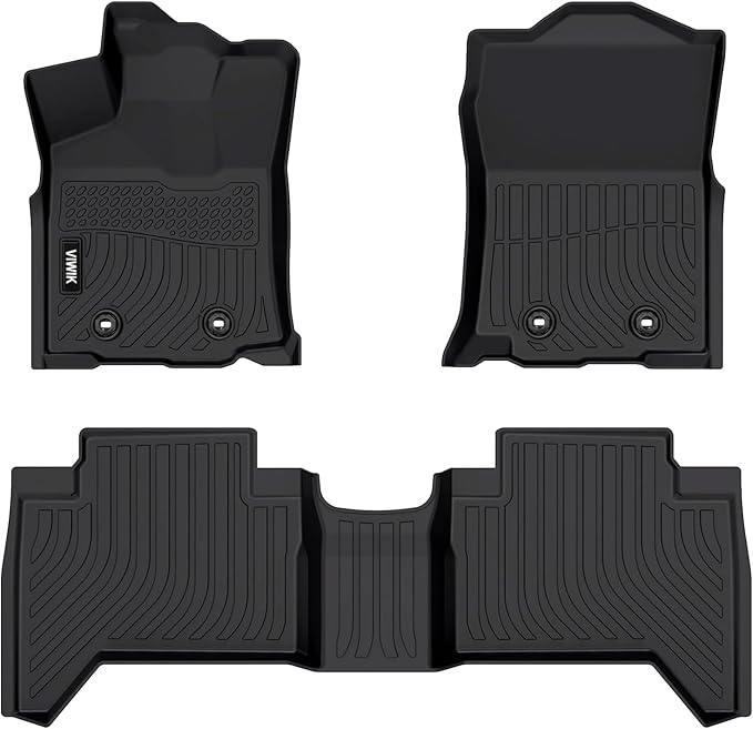 VIWIK Floor Mats for Toyota Tacoma 2018 2019 2020 2021 2022 2023 (Only for Double Cab) Automotive All Weather Custom Fit Floor Liner for 1st and 2nd Row Car Mats TPE Black
