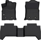 VIWIK Floor Mats for Toyota Tacoma 2018 2019 2020 2021 2022 2023 (Only for Double Cab) Automotive All Weather Custom Fit Floor Liner for 1st and 2nd Row Car Mats TPE Black