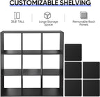 SUPER DEAL 9 Cube Open Shelf Bookcase 3 Tier Bookshelf Wood Cabinet Storage Organizer Display Shelves with 5 Removable Back P
