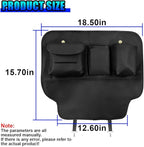 Leather Car Seat Back Organizer, Waterproof Car Seat Kick Mat with Cup Holder, Multifunctional Backseat Storage Bag, Universal Auto Travel Seats Protector Accessories for SUV Truck (Black)