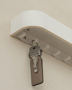 Kazai. Key Holder 'Toke' | Minimalist Key Hook Design from Berlin | Modern Key Holder Wall Mount with Wooden Shelf | Key Rack