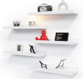 RICHER HOUSE 5 Set White Floating Shelves, Wall Mounted Shelves for Wall Decor, Modern Picture Ledge Shelf with Lip for Stora