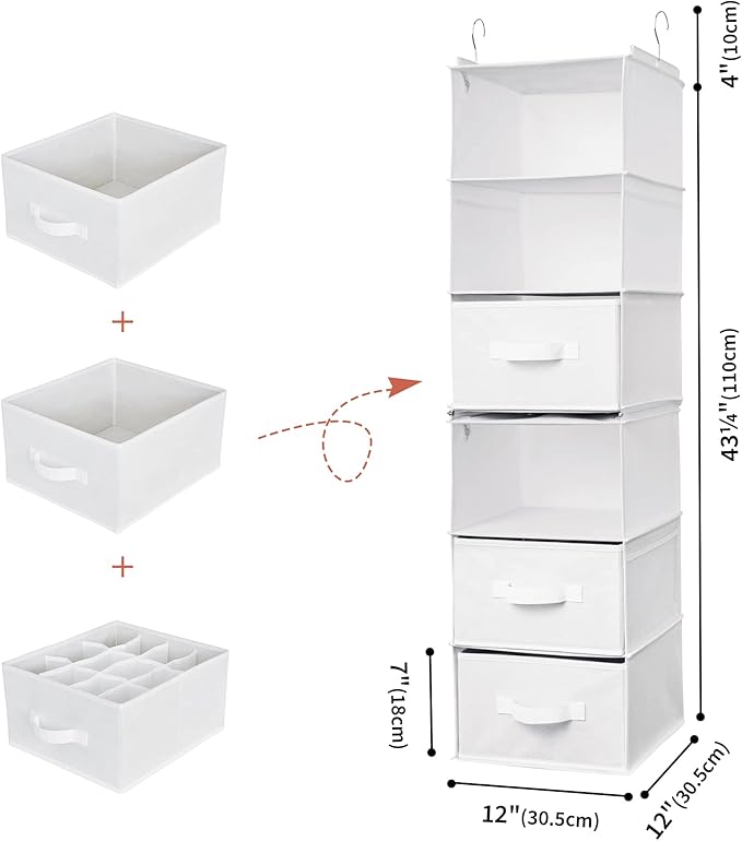 GRANNY SAYS 6-Shelf Hanging Organizer for Closet, Separable to 2 Pack 3-Shelf Hanging Shelves, Organization and Storage with 