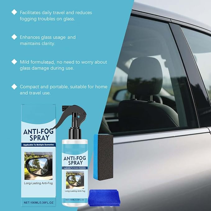Anti Fog for Car Windshield Spray, Car Glass Cleaner, Interior Exterior Water Repellent Coating, Windscreen Glass Cleaner for