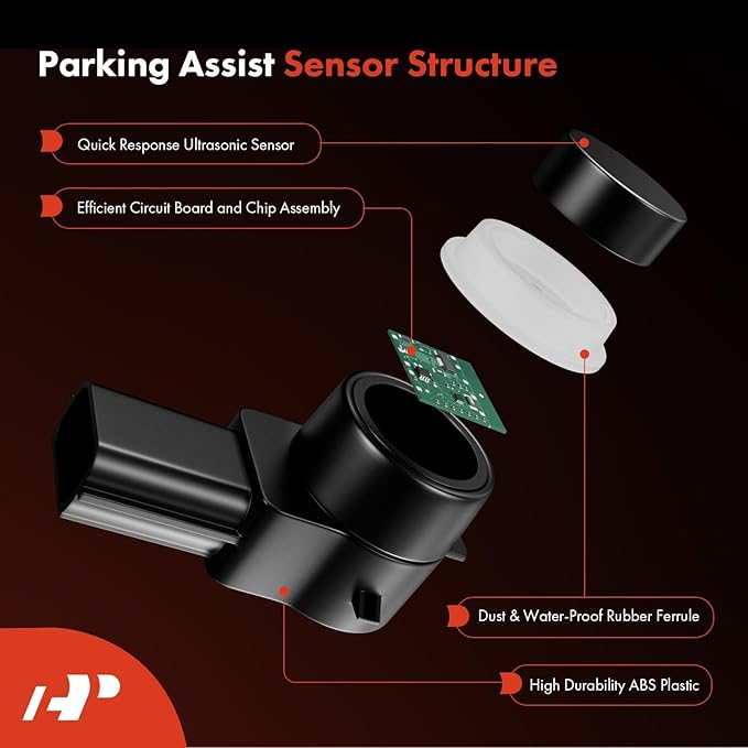 A-Premium 4-PC Front Reverse Backup Parking Assist Sensor Compatible with Select Maserati & Ferrari Models - GranTurismo 2008-2012, GranCabrio 2010-2011, 599 GTB 2007-2010, California 2009-2014