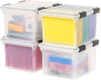 IRIS USA File Box WeatherPro File Organizer Plastic File Box for Letter/Legal File, Water Resistant Document Box, Durable Lid