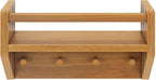Max & Lily Wall Shelf with Pegs, 16 Inch Floating Bookshelf for Kids Room, Solid Wood Wall-Mounted Storage Shelf with Hooks f