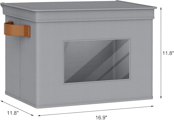 Univivi Storage Bins with Lids Collapsible Foldable Closet Storage Boxes for Clothes [3-Pack] Containers boxes with Handles C