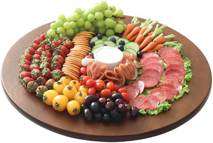 CONMEOCON- 22" Wooden Large Lazy Susan for Table Top with Premium Rubber Wood Sturdy and Good Craftsmanship, Large Charcuteri