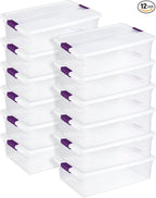 Sterilite 12-Pack 32 Quart ClearView Latch Box, Stackable Organizer Bins with Latching Lids - Clear Plastic Organization Cont